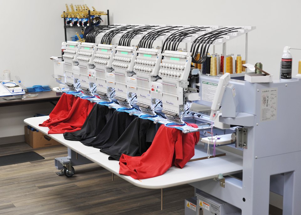 In-house embroidery machines
